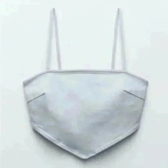 Minimalist‎ Light Gray Cotton Crop Top Bustier Summer Tank Denim, Crop A37 - Picture 1 of 9